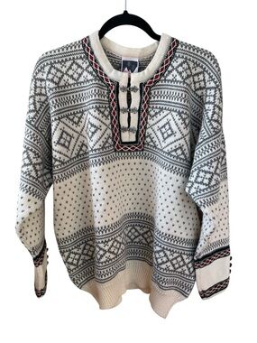 Dale of Norway Setesdal Wool Sweater Lusekofte Pewter Clasps Medium